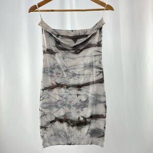 Bebe x Kardashians Strapless Bodycon Mini‎ Dress in Tie Dye Grey Size Medium